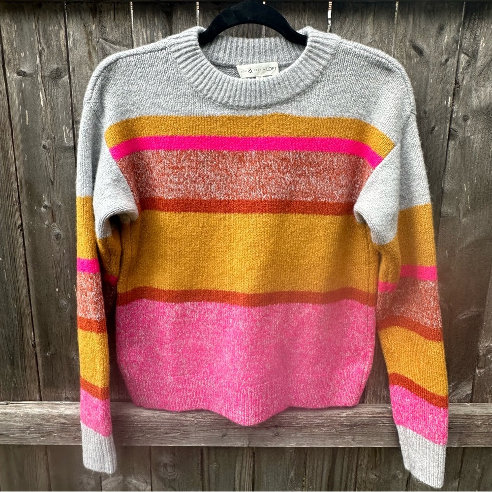 NWOT Lou & Grey Colorblock Crew Neck Fall Autumn Sweater